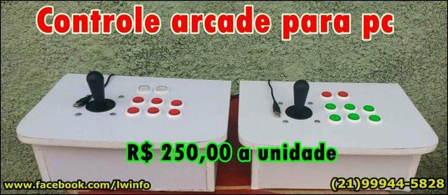 Controle arcade + cd com 181 games de fliperama