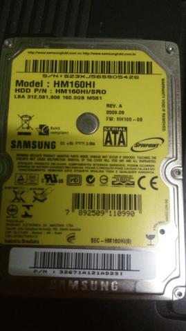Hd para notebook ou pc de 160 gb samsung
