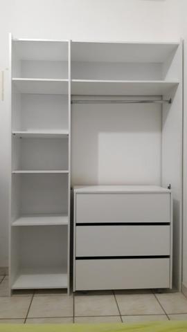 Armário modulado para closet e cômoda 3 gavetas
