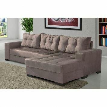 Sofá de canto chaise ganhe um tapete e um porta copo