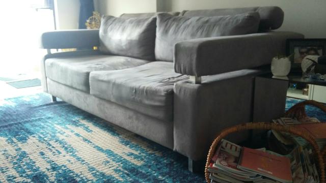 Sofa sued cinza 3 lugares