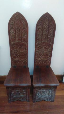 Cadeiras Em Madeira Entalhadas L´ecole (2 Unidades)