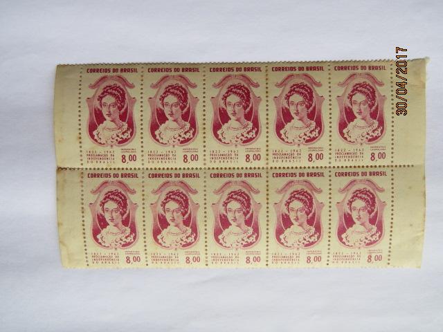 Cartela com 10 Selos Centenário da Proclamação da