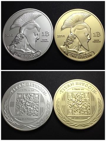 Titan Bitcoin Moeda Ouro Prata Banhadas
