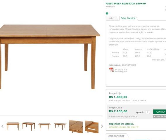 Vendo mesa elástica de madeira maciça (TokStock) +