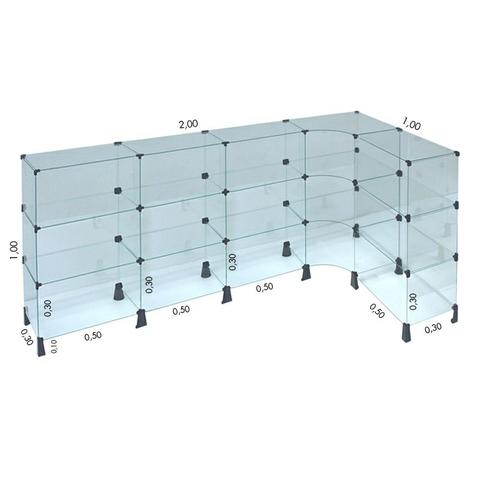 Balcao de Vidro Temperado Em L