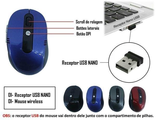 Mouse Óptico Sem Fio Usb Wi-fi Para Notebook E Pc(