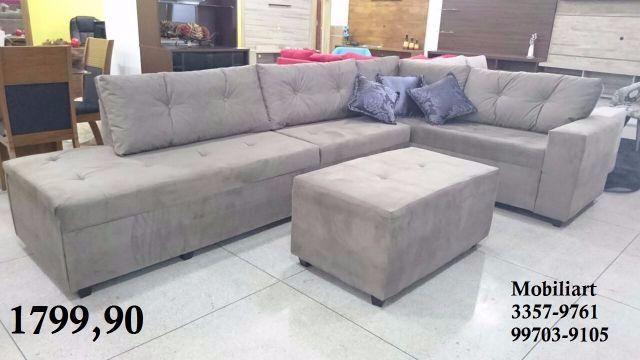 Sofa canoa em suede liso  a vista em dinheiro