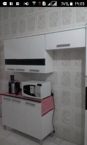 Armário de Cozinha Branco com Preto completo