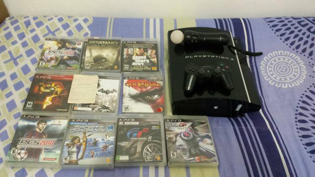 PS3 console(DEFEITO)+ kit movie+Jogos (ORIGINAL)