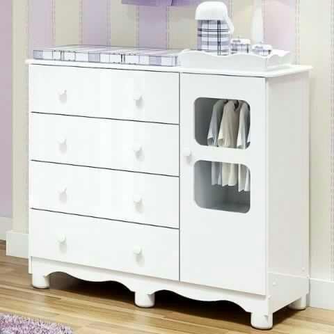 Cômoda Uli 1 porta e 4 Gavetas, 100% MDF com corrediças