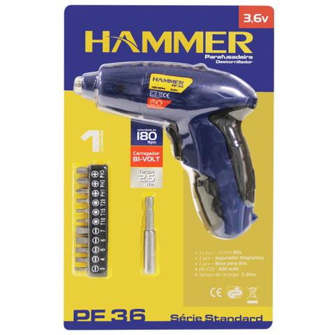 Parafusadeira (Sem Fio) Eletrica (Hammer 3,6v) 11 Bits