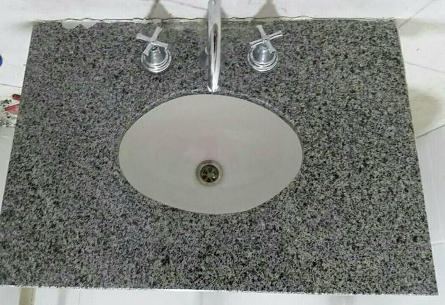 Pia banheiro granito cinza