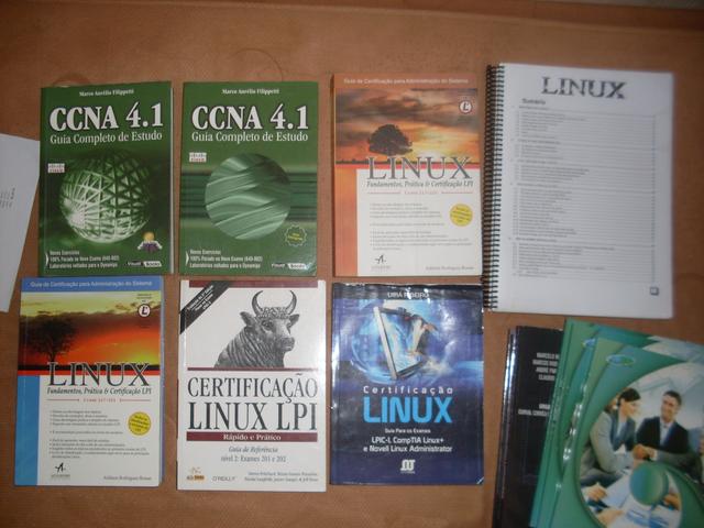 Lote com 6 livros + apostilas Certificação Linux, Nunca