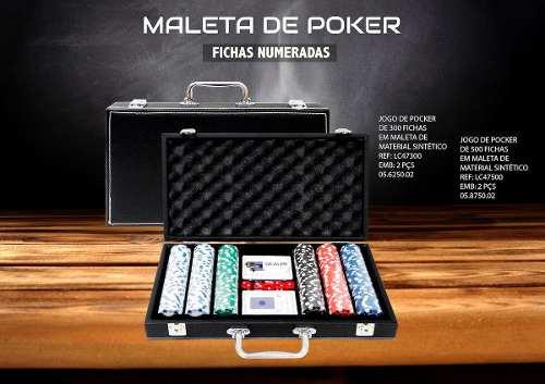 Maleta Poker 300 Fichas Holográficas Luxo Couro Preto