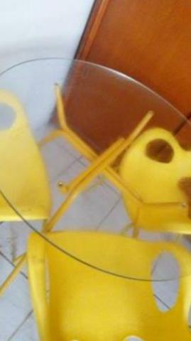 Mesa redonda 100CM vidro temperado etna amarela