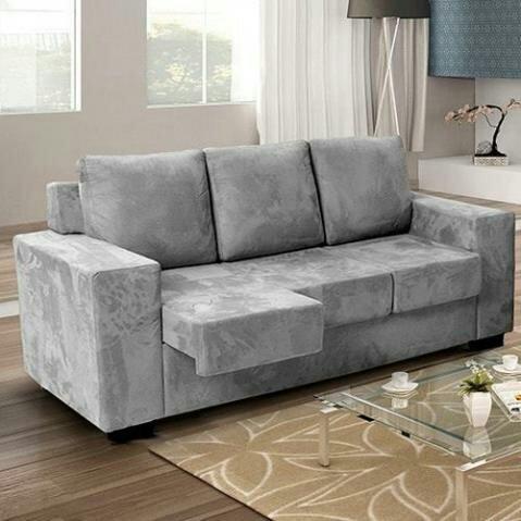 Sofá Retrátil 3 Lugares Suede conforto total - pague na