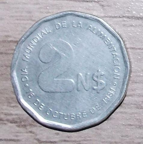 Moeda 2 Nuevos Pesos  Comemorativa FAO Uruguay