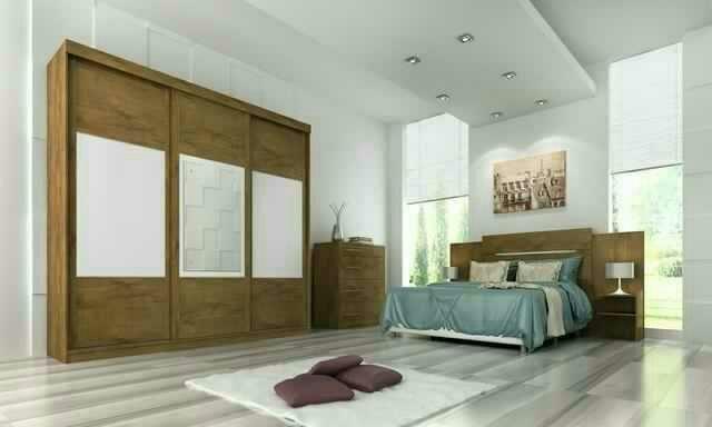 Roupeiro Ravena 100 % MDF Slide Glass 3 portas