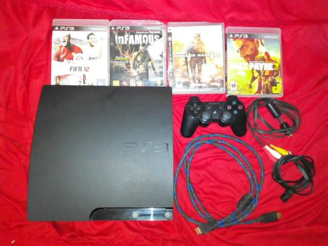 Ps3 com HD de 500gb desbloqueado 1 controle 15 jogos no HD e
