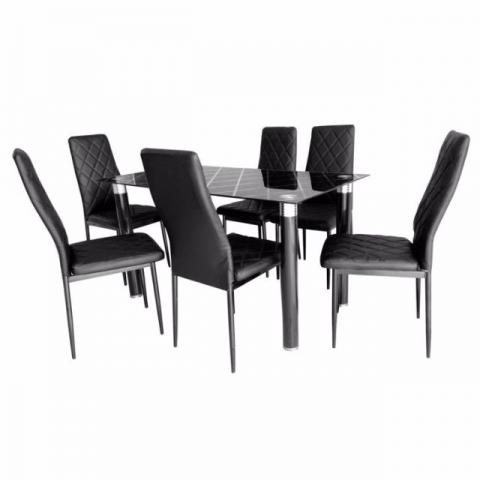 Conjunto de mesa retangular 6 cadeiras