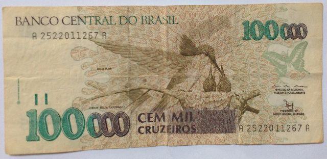 Nota / Cédula de  Cruzeiros (Cem Mil Cruzeiros),