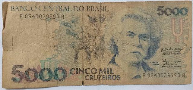 Nota / Cédula de  Cruzeiros (Cinco Mil Cruzeiros)