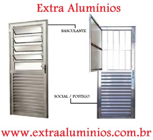 Porta de Alumínio - 210 x 80 - Basculante ou Social