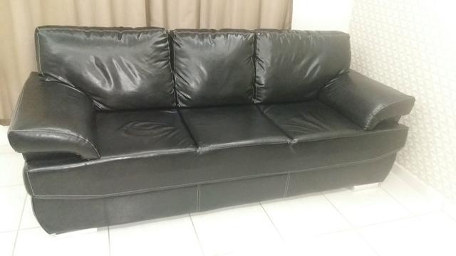 Urgente Sofa Preto PU luxo 3 lugares