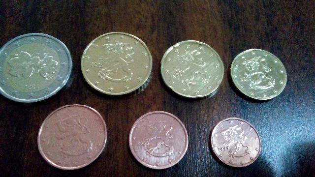 Moedas de Euro Finlândia, com 7 moedas