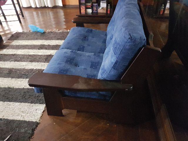Conjunto sofá madeira maciça