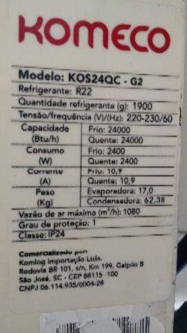 Ar condicionado 24 mil BTUs Komeco