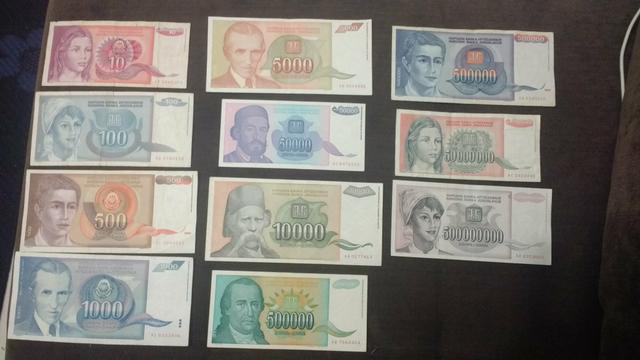 Lote cédulas Iugoslávia