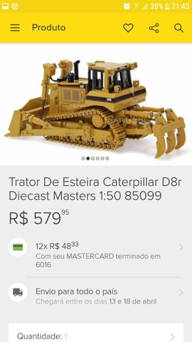 Trator de Esteira Caterpillar D8R Diecast Quero Smartphone