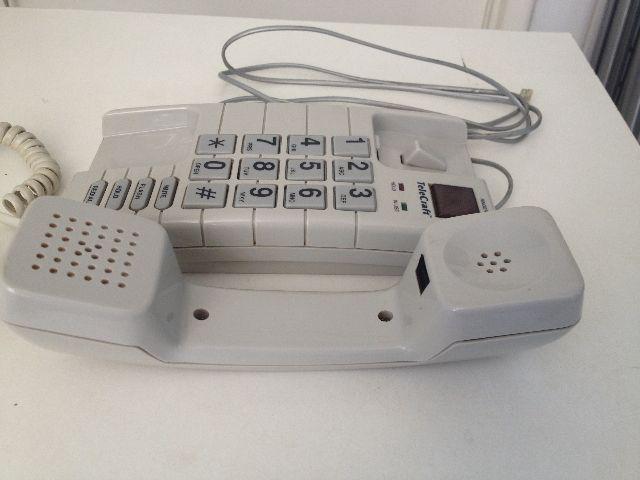 Telefone Antigo Funcionando e Tecla Telecraft cinza