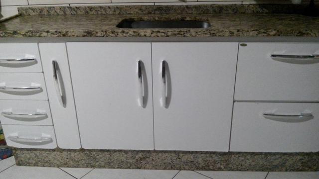 Pia de cozinha com gabinete branco 2 metros  reais
