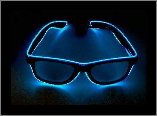 Óculos Neon, LED, Lente Escura - azul
