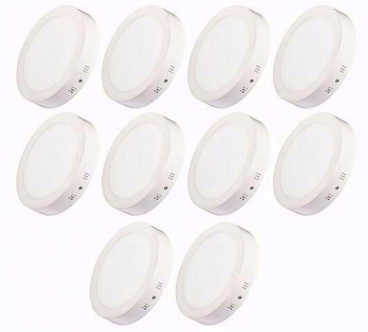 Kit 10 Painel Luminária Plafon Led 18w Sobrepor Redondo