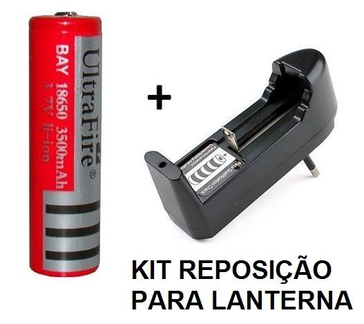 Kit Reposição (lanterna tatica) Bateria e Carregador