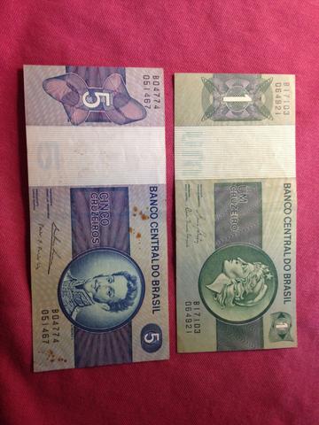 Cédulas Cruzeiro 1 cruzeiros e 5 cruzeiros
