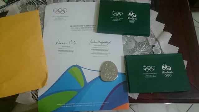 Medalha participação Olimpíadas Rio  Prata