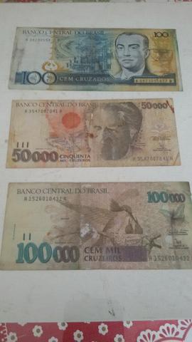 3 notas de dinheiro antigo