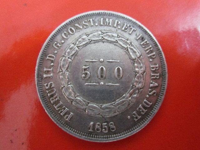 Moeda de prata do Brasil Império - 500 Réis - Ano de 