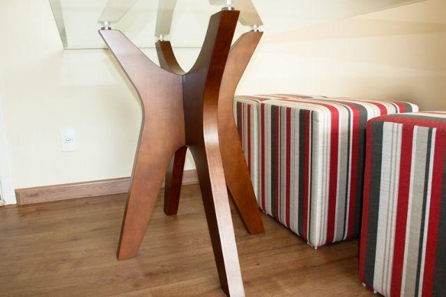 Mesa Retangular (madeira/vidro) sem cadeiras/puffs