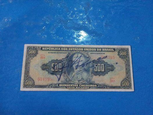 Cedula Quinhentos Cruzeiros / D.João VI /Autografada