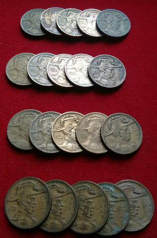 Lote com 10 moedas de  réis de 