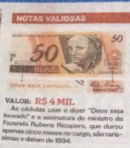 3 Notas valiosas de 50 reais