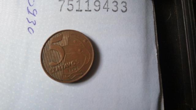 Moeda rara ano  cinco centavos em bronze
