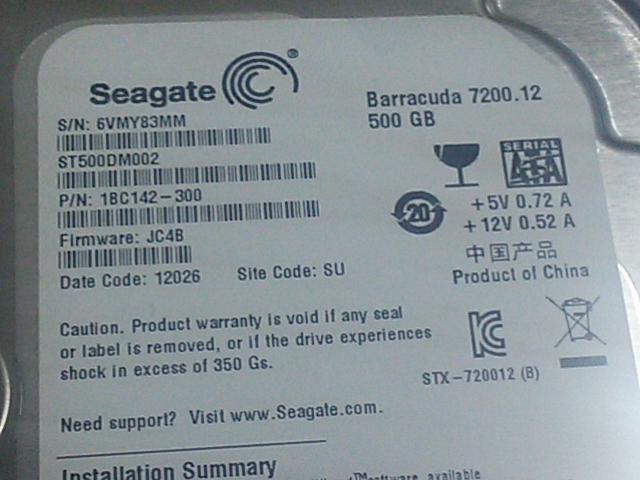 HD Seagate Barracuda  St500dmgb Sata