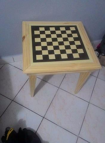 Mesa de xadrez tabuleiro em marchetaria